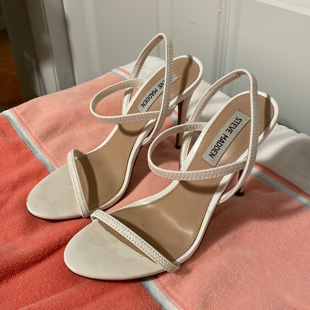 Steve Madden white strappy heels